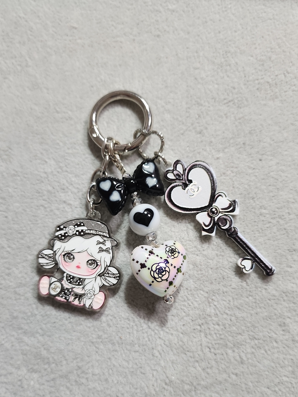 Cute Skullpanda Keychain with Charms